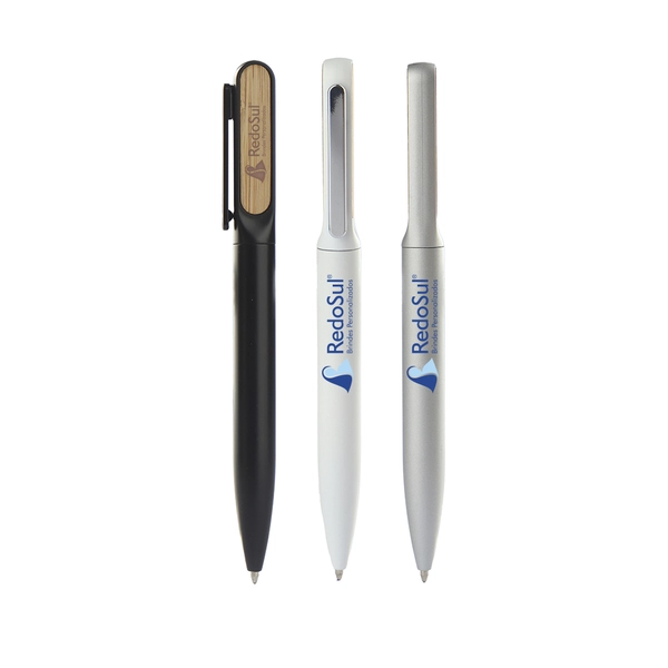 RD 0118-Caneta Metálica Personalizada com detalhe em bambu RD 0118-Caneta Metálica Personalizada com detalhe em bambu